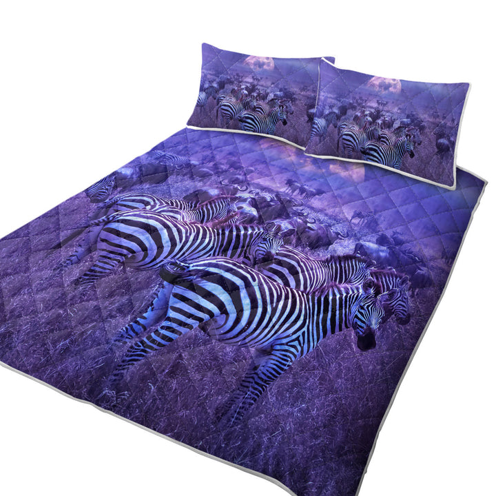 Coverlets with Wildebeest and Zebra in the Wild