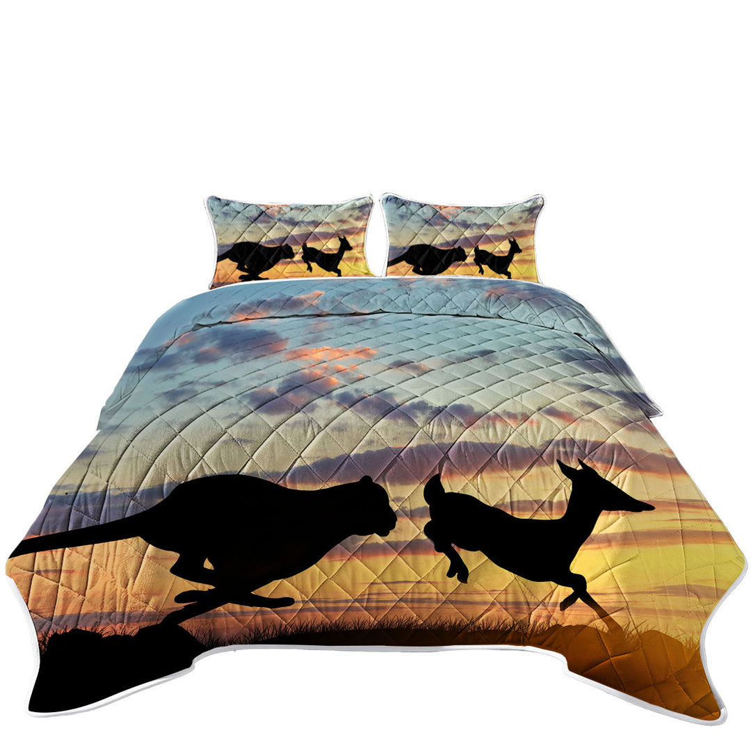Coverlets with Wildlife Sunset Cheetah VS Impala