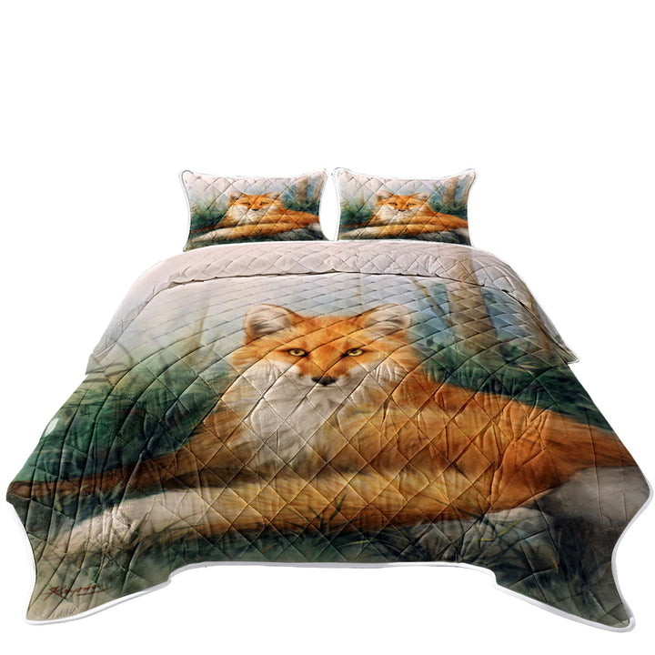 Coverlets with Wood and Beauty Fox Art Painting