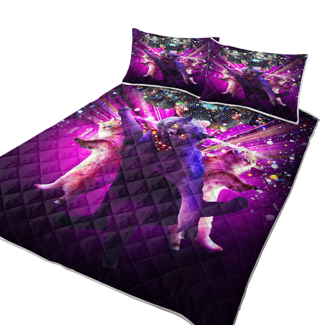 Crazy Funny Cats Cool Disco Cat Rave Quilts