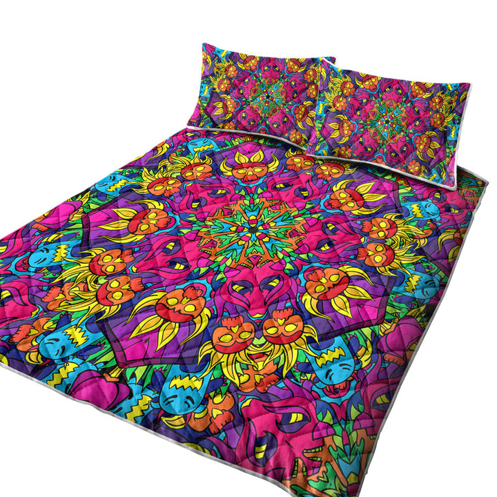 Crazy Purplish Demons Mandala Coverlet