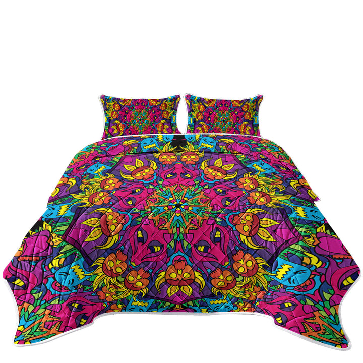 Crazy Purplish Demons Mandala Coverlets