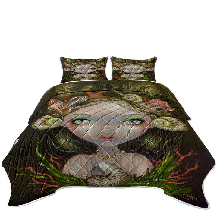 Crown of Shells Beautiful Maiden Mermaid Princess Coverlet