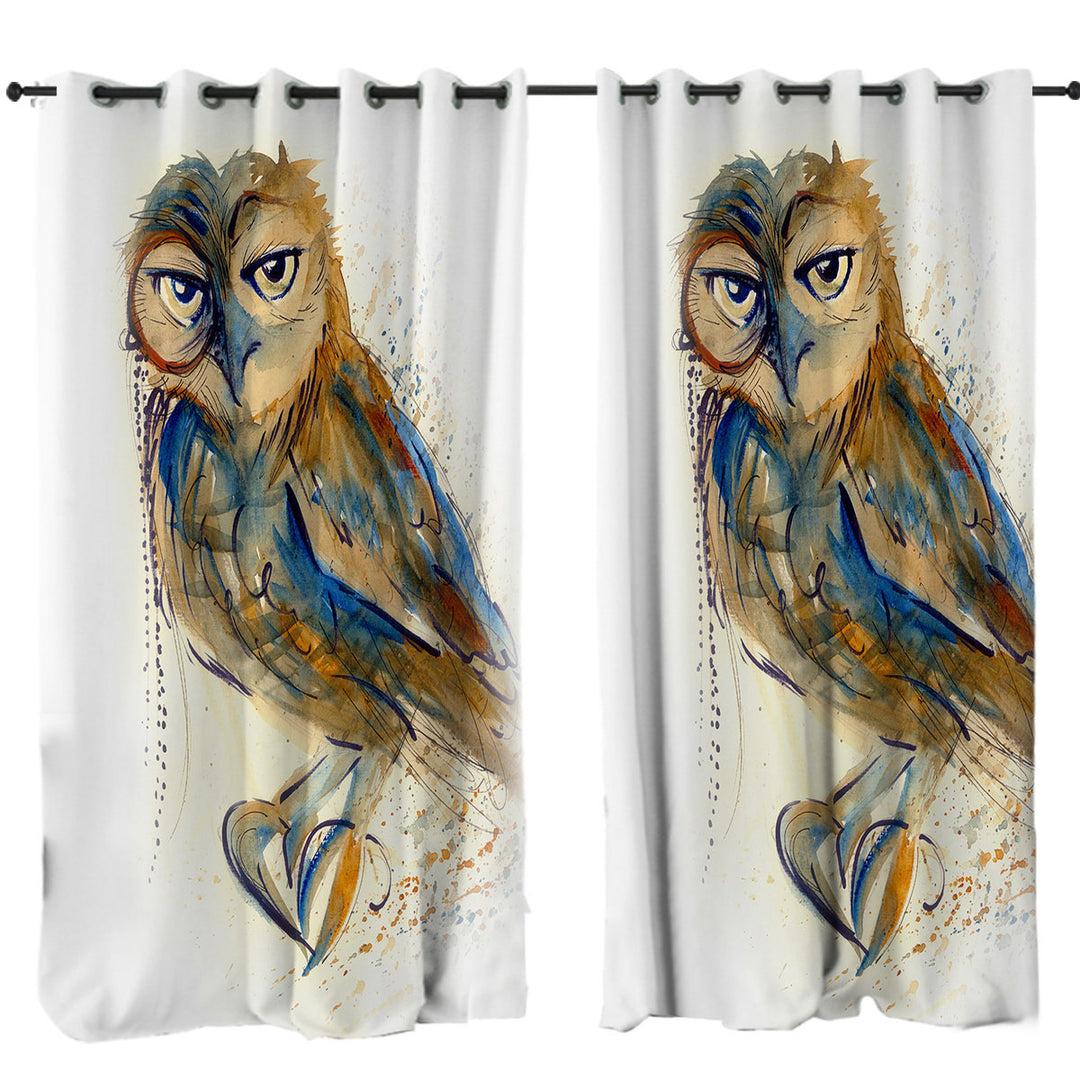 Curtain with Art Drawing Sophisticated Owl