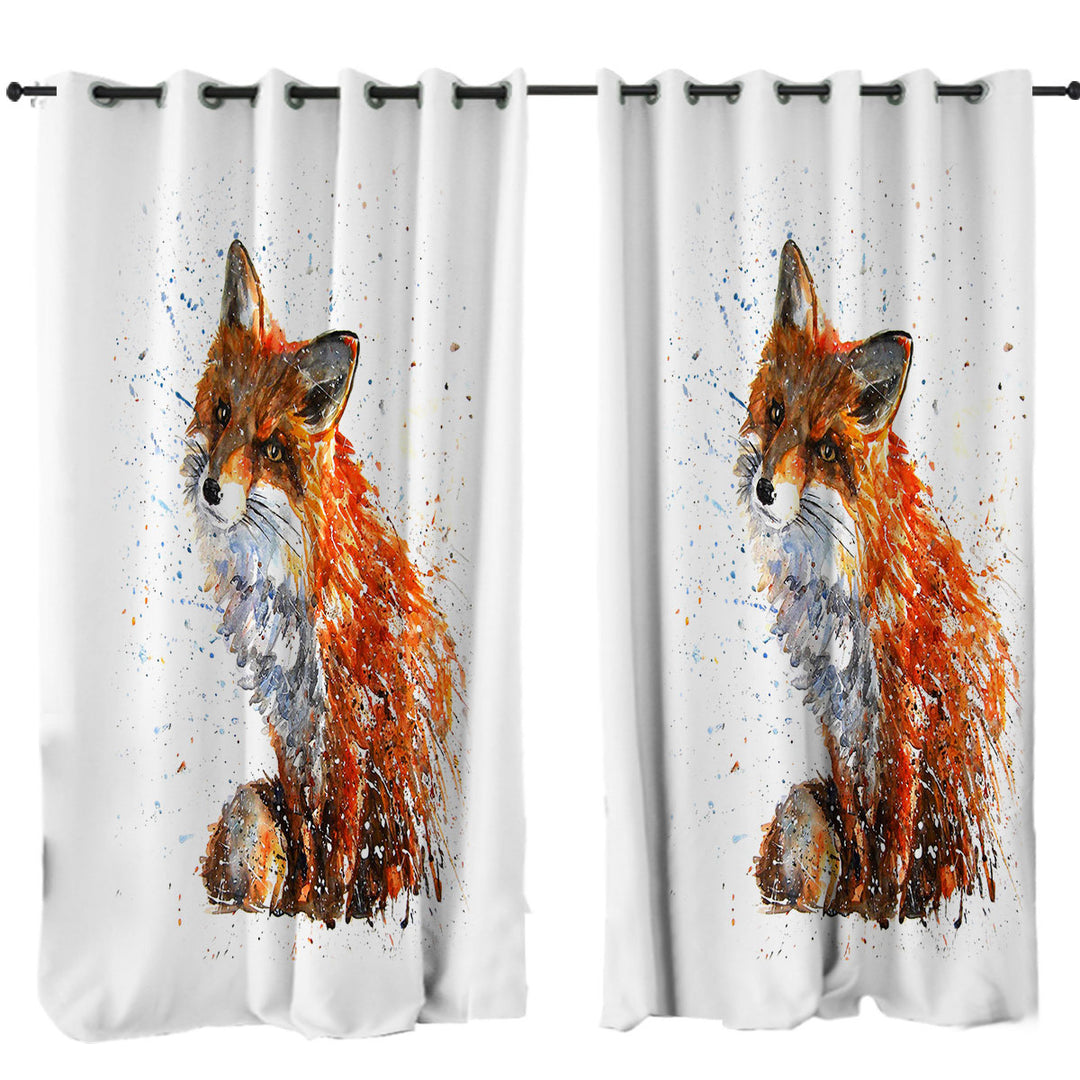 Curtain with Artistic Painting Sweet Fox