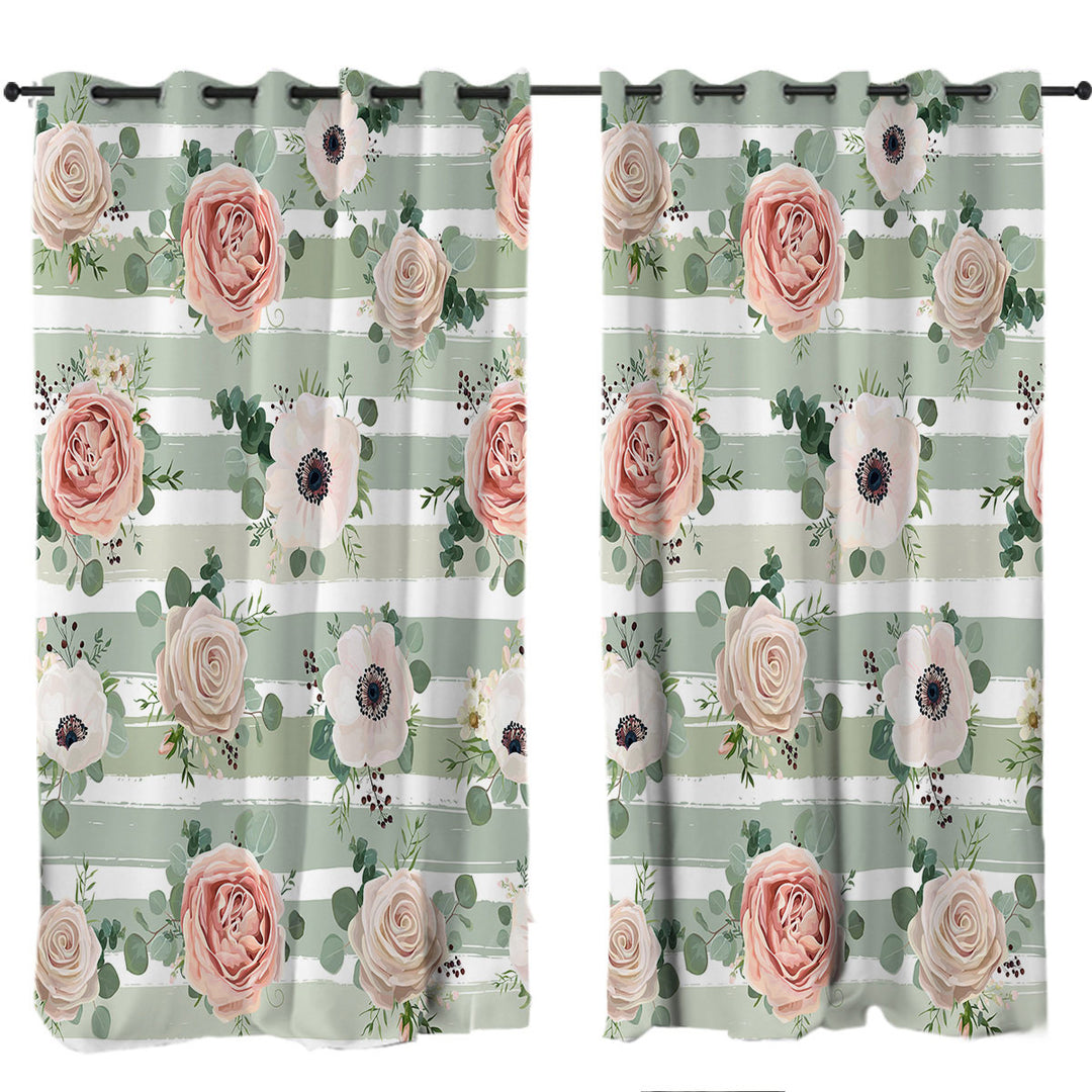 Curtain with Classic Floral With Stripes