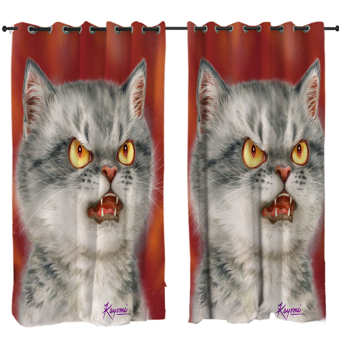 Curtain with Cool Cats Designs Angry Furious Kitten