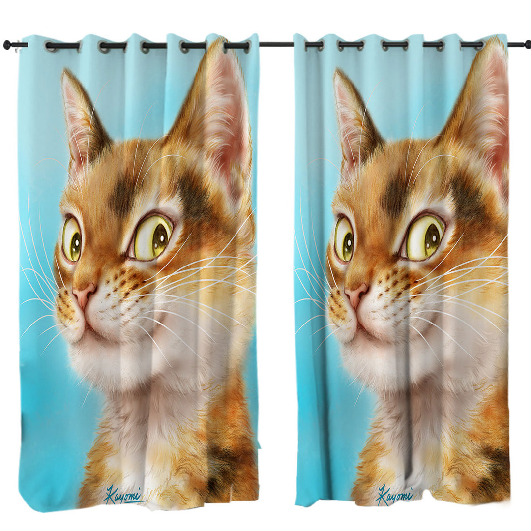 Curtain with Cool Cats Drawings Flirtatious Ginger Kitty