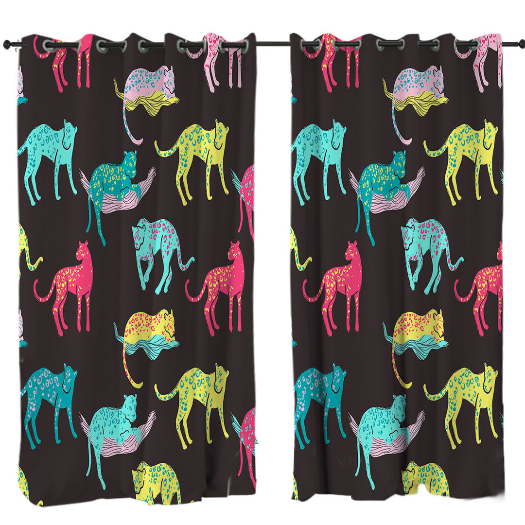 Curtain with Cool Multi Colored Leopards