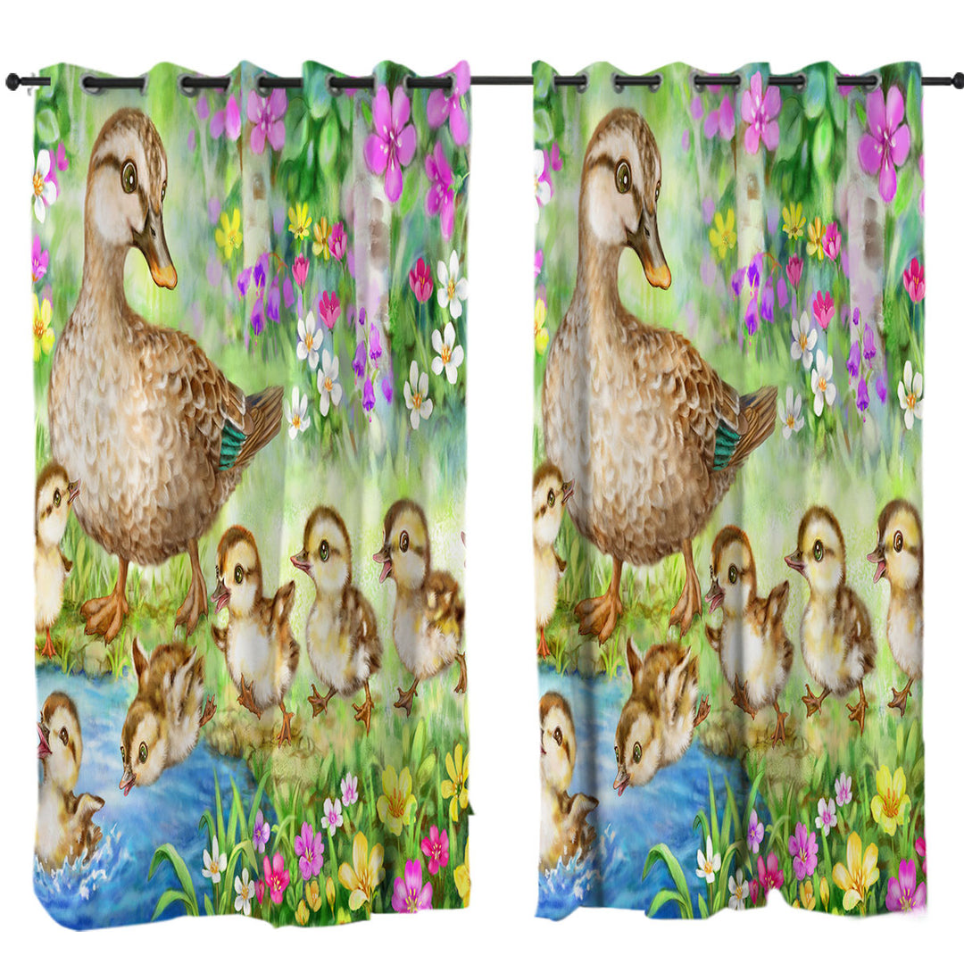 Curtain with Designs for Kids Children Duck Family