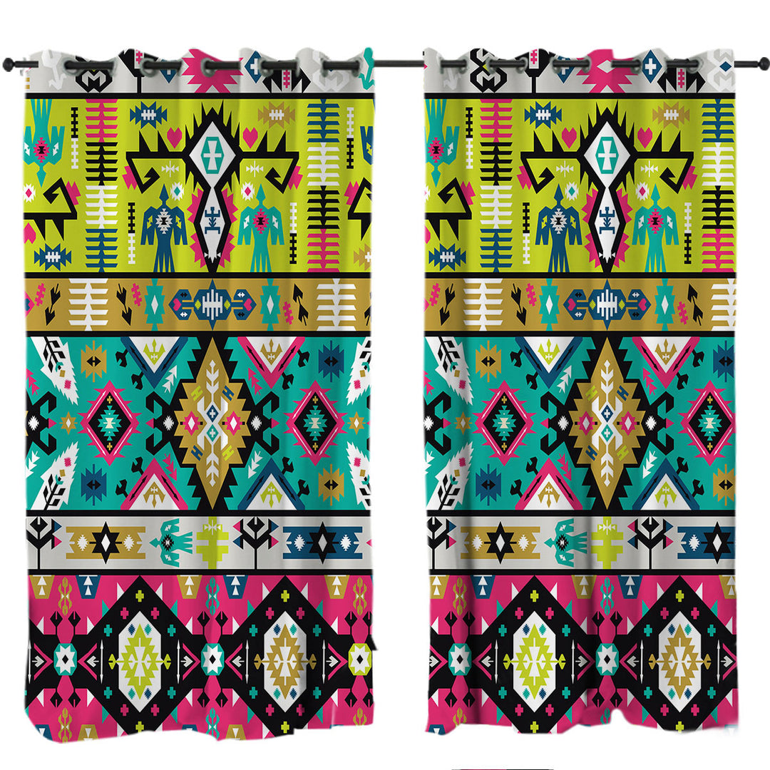 Curtain with Multi Colored Aztec