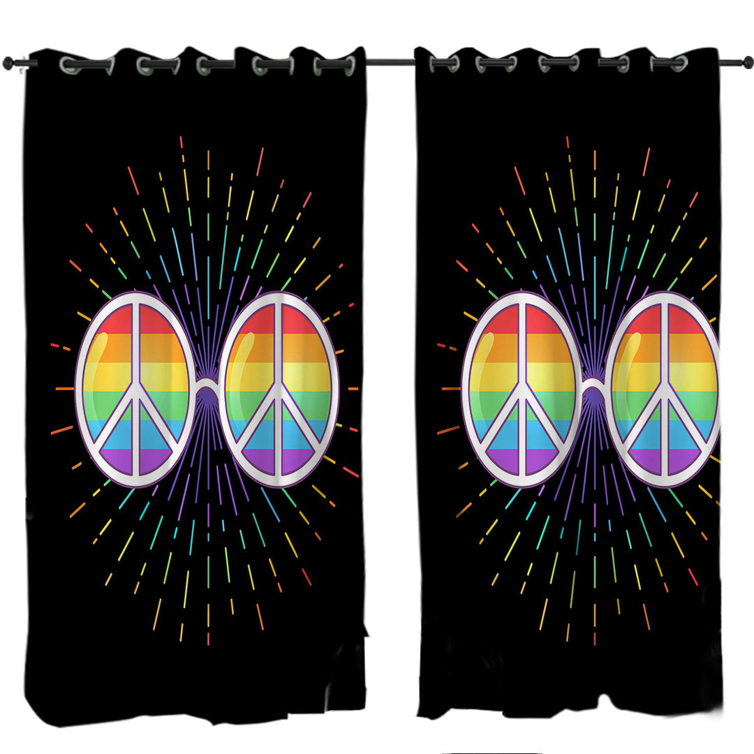 Curtain with Multi Colored Retro Peace Glasses