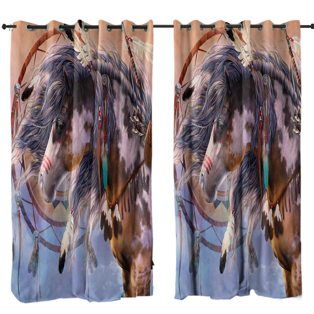 Curtain with Native American Dream Catcher and Horse