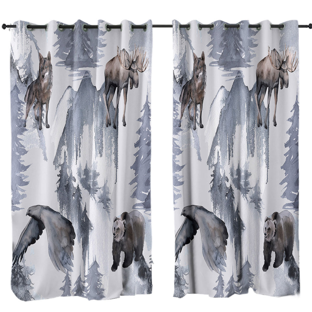 Curtain with North America Wildlife Animals