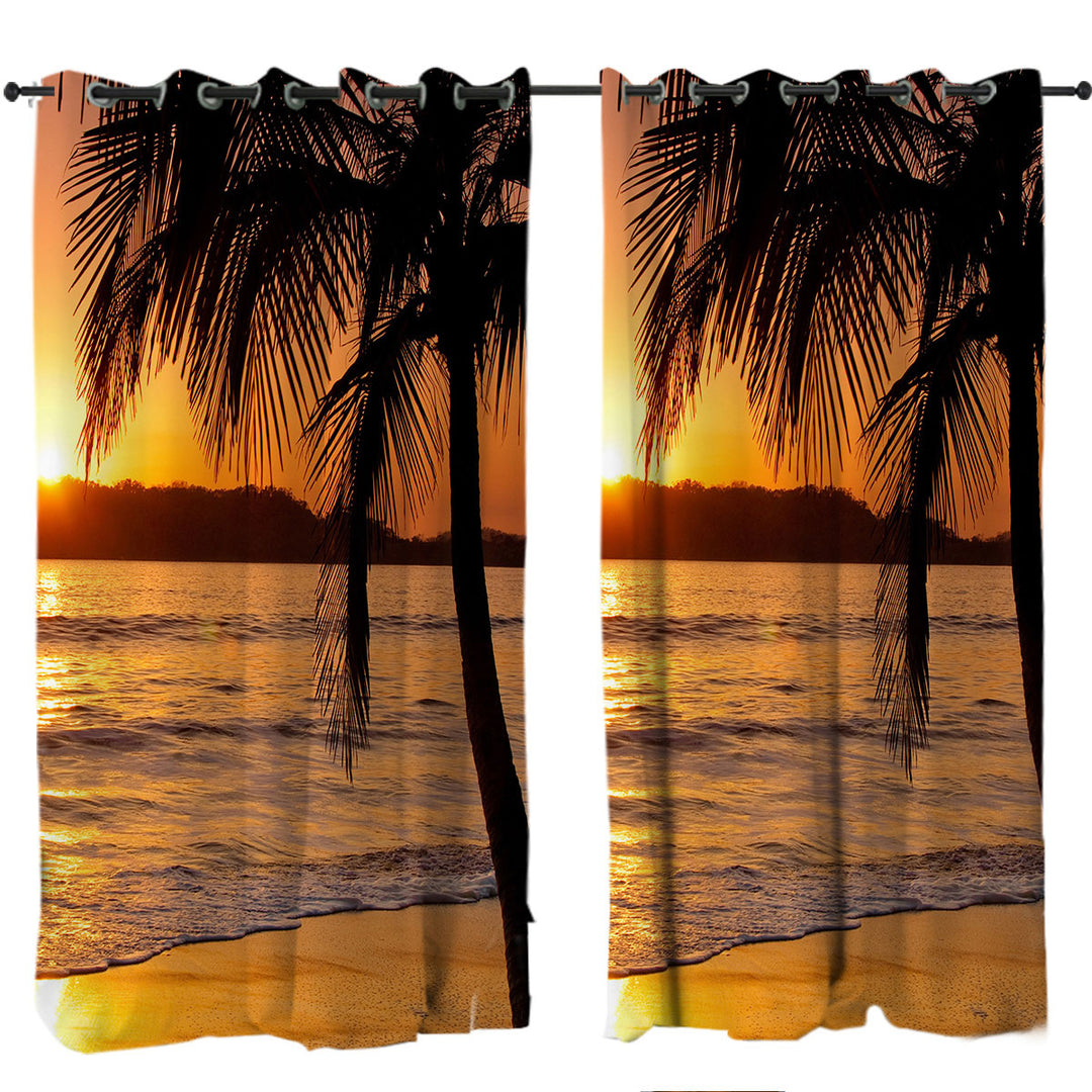 Curtain with Palm Tree Sunset