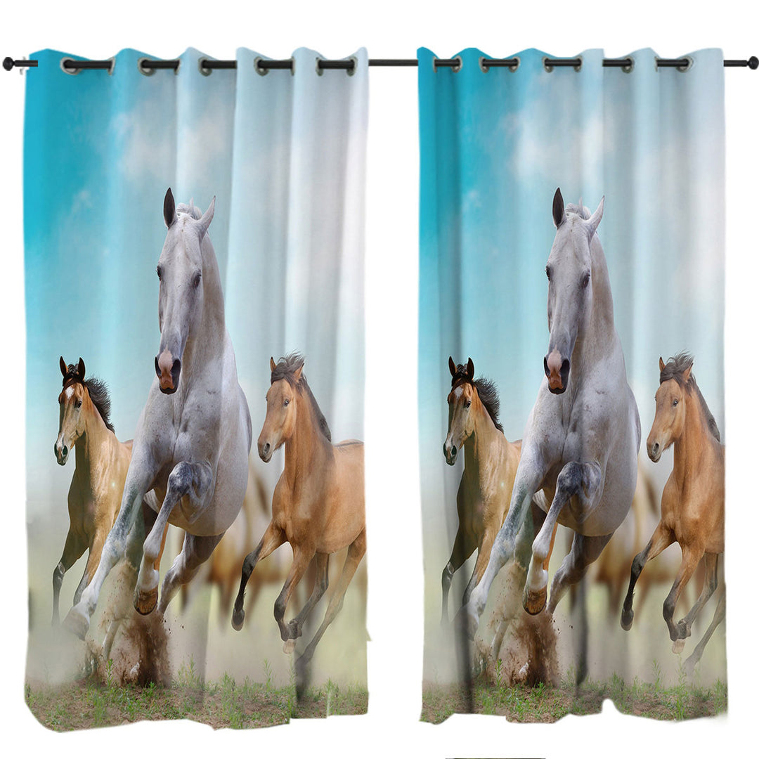 Curtain with Running Wild Horses