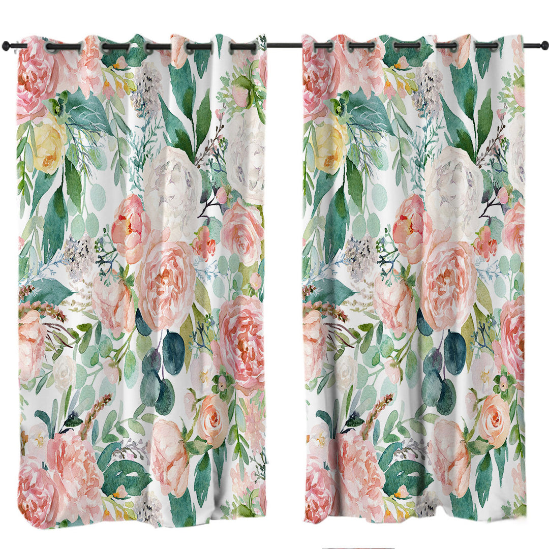 Curtain with Shabby Chic Floral Design