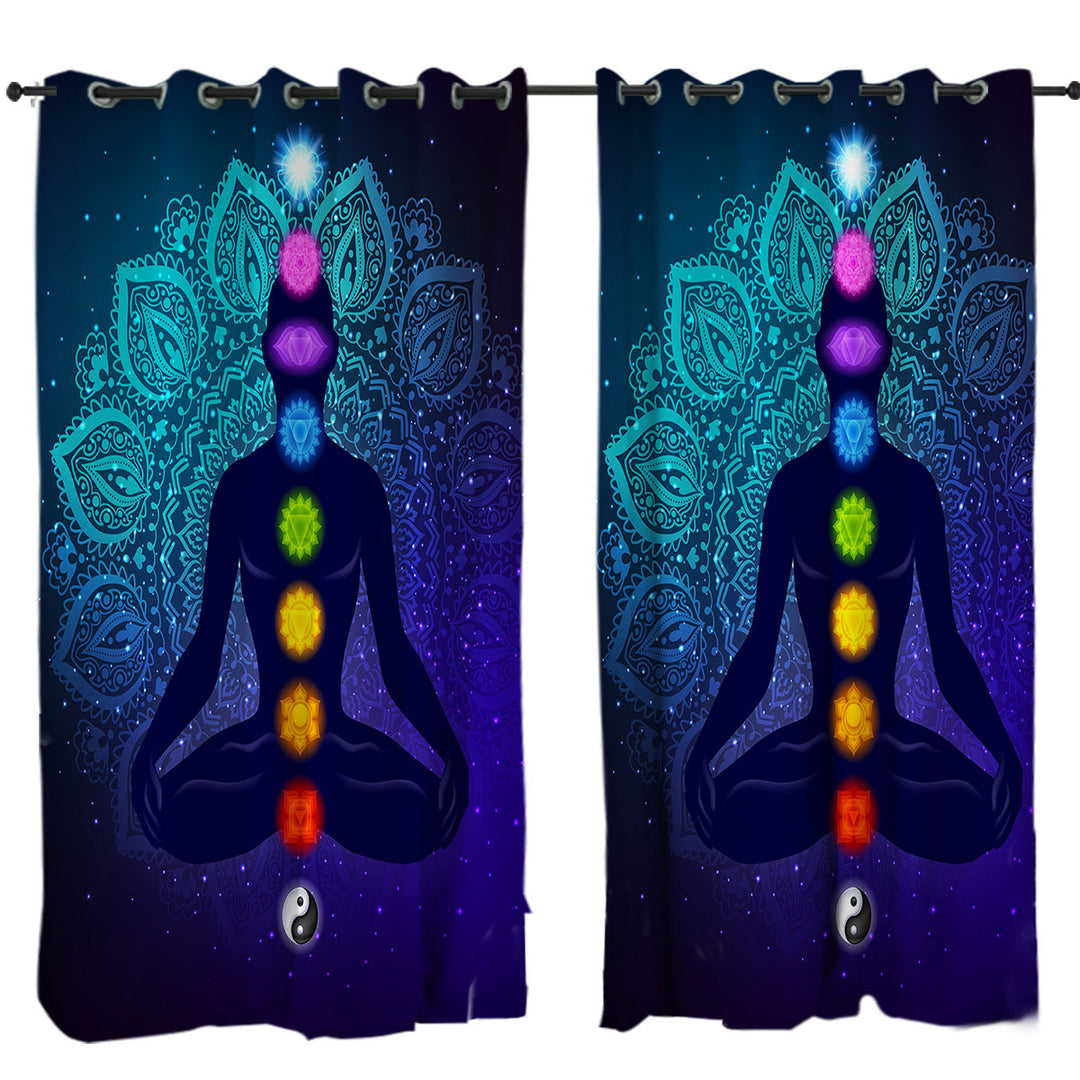 Curtain with Spiritual Buddha and Oriental Mandala Spirit