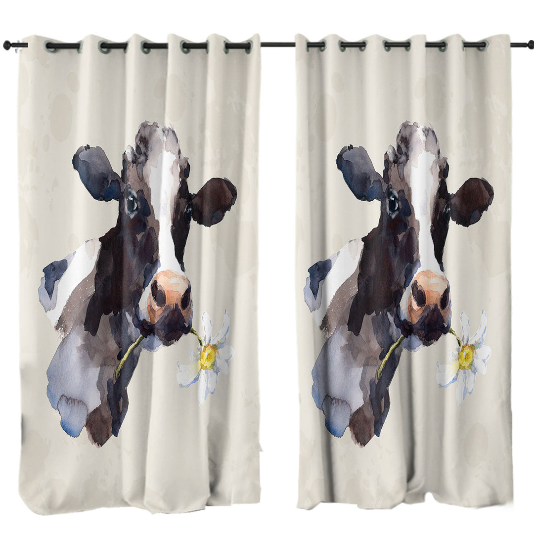 Curtain with White Flower Cow