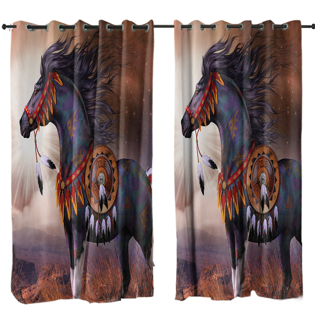 Curtain with Wind Walker Attractive Native American Horse