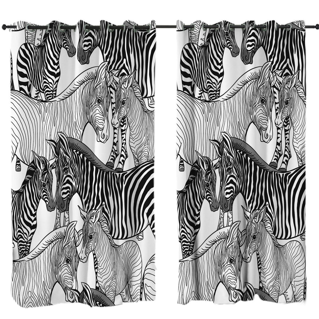 Curtains for Bedroom with Black and White Dazzle of Zebras