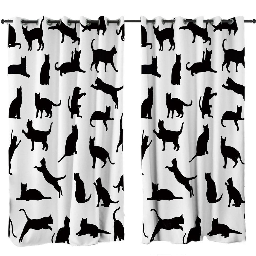 Curtains for Bedroom with Cats Silhouettes