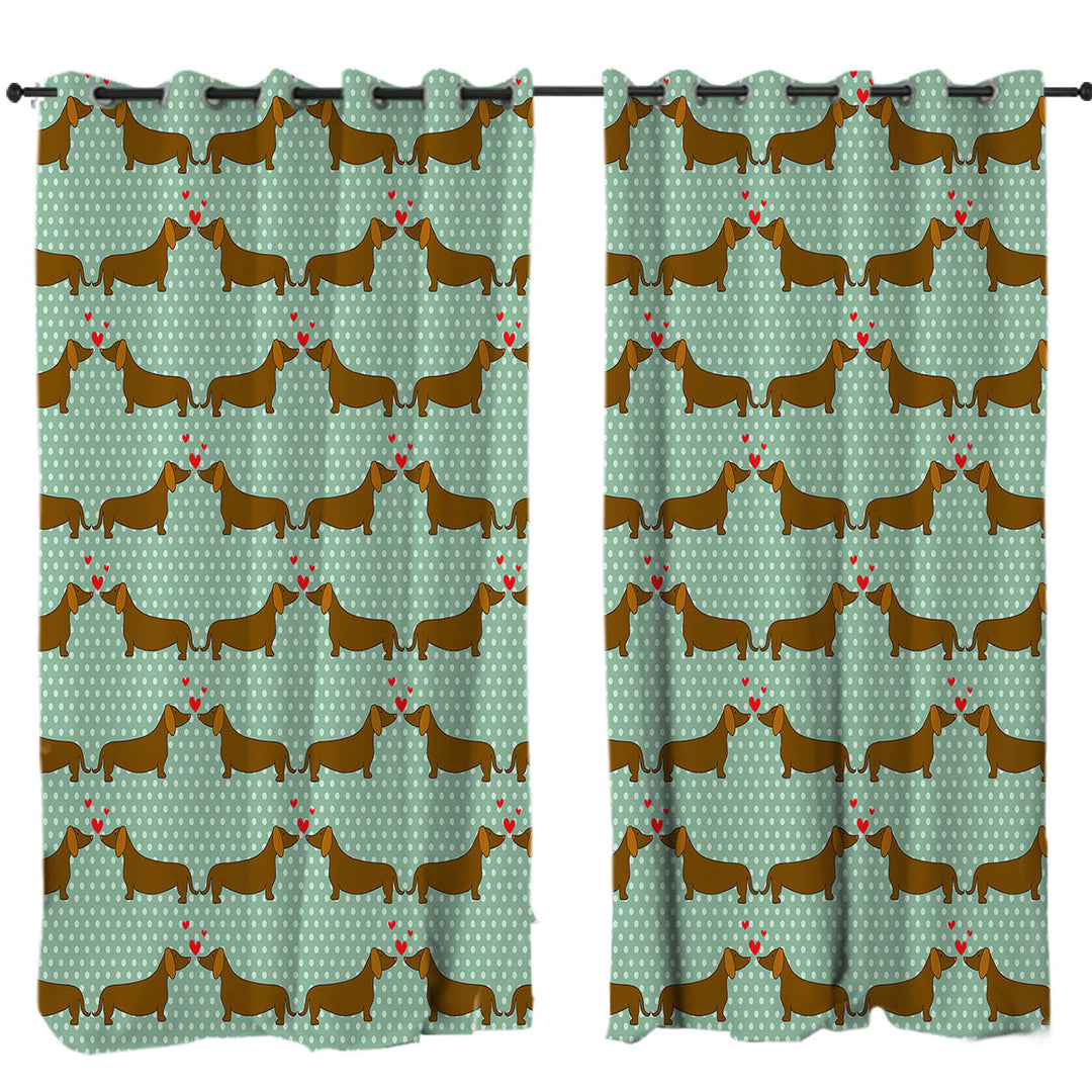 Curtains for Bedroom with Cute Dachshund Dogs in Love