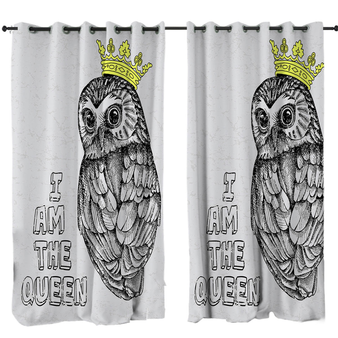 Curtains for Bedroom with Cute Queen Owl Drawing