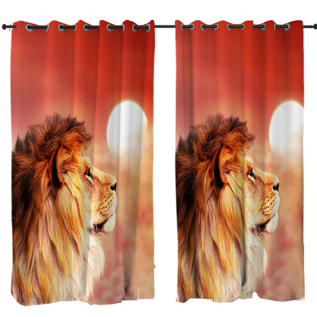 Curtains for Bedroom with Handsome Lion Under the Sun