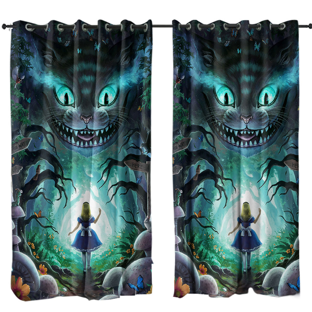 Curtains for Bedroom with Into Wonderland Alice Scary Forest