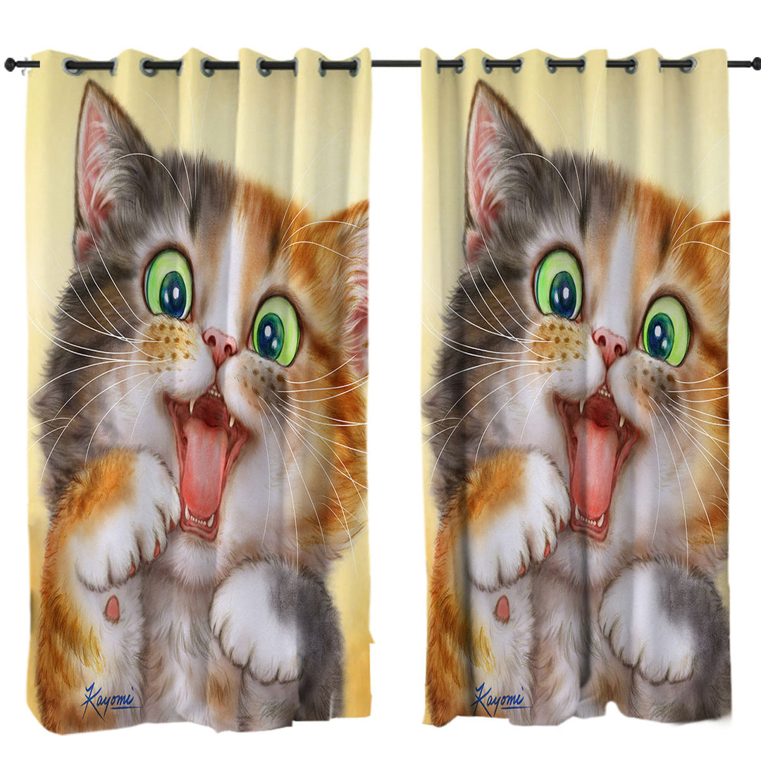 Curtains for Bedroom with Playful Beautiful Kitten Cats Art Paintings