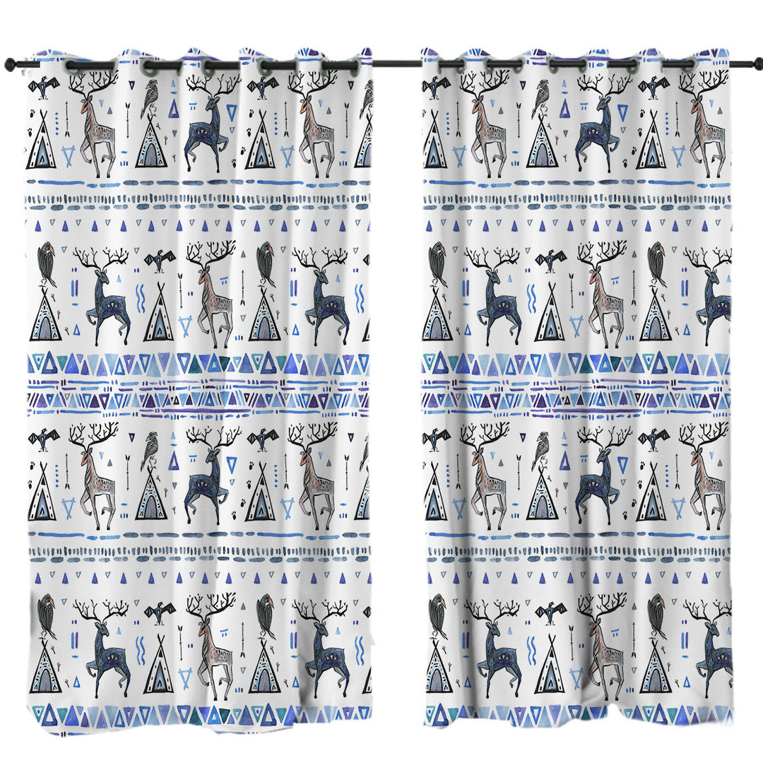 Curtains for Bedroom with Purplish Native American Art Pattern Stripes