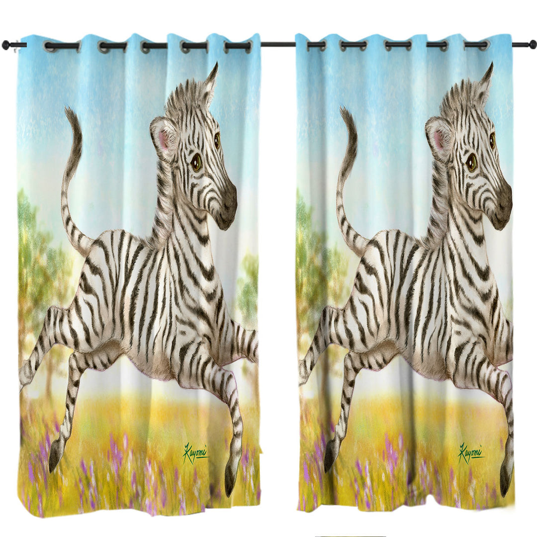 Curtains for Living Room with Animal Design for Kids Happy Little Zebra