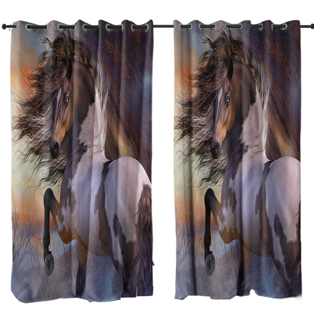 Curtains for Living Room with Beautiful Wild Horse Wild Stallion