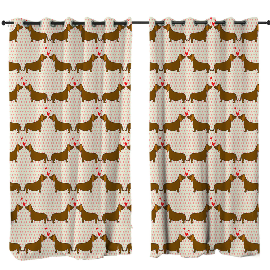 Curtains for Living Room with Cute Lovers Dachshund Dogs