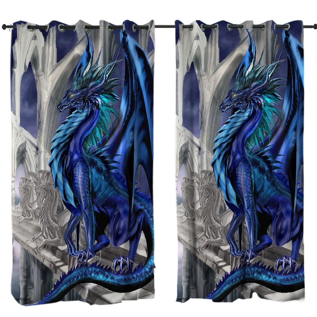 Curtains for Living Room with Nightfall Cool Purplish Dragon