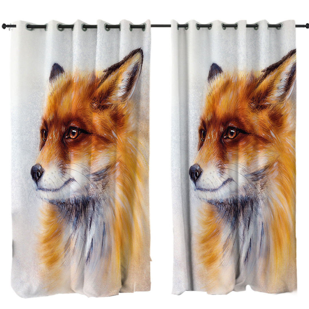 Curtains with Art Painting Fox Portrait