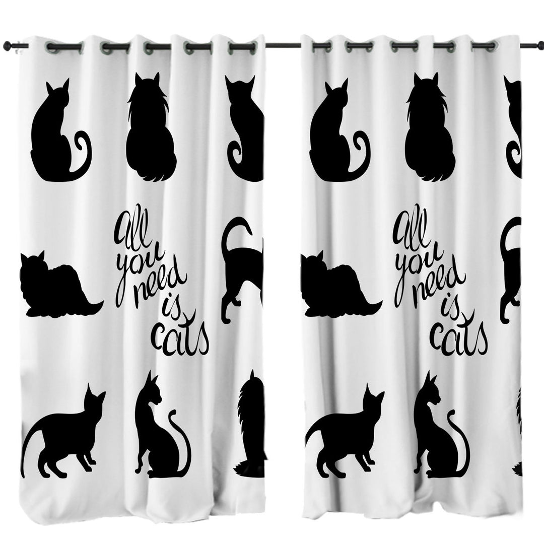 Curtains with Black and White All You Need is Cats