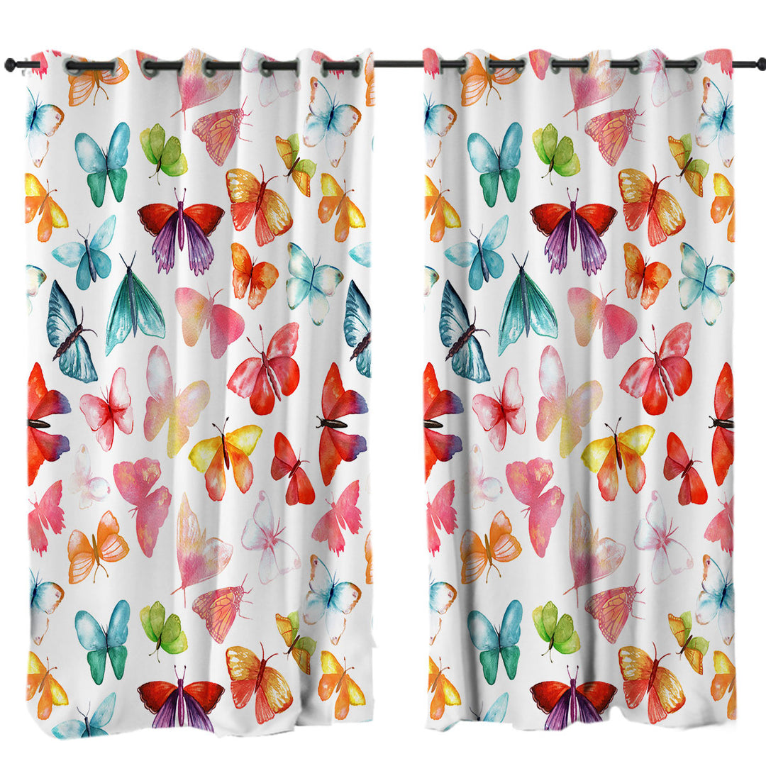 Curtains with Colorful Pastel Colors Butterflies
