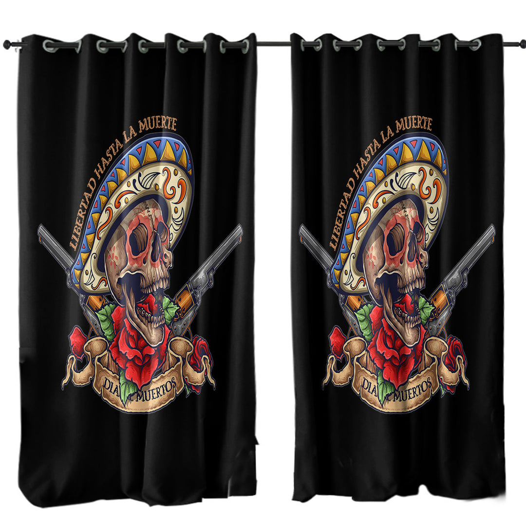 Curtains with Cool Mexican Skull Free the Dead
