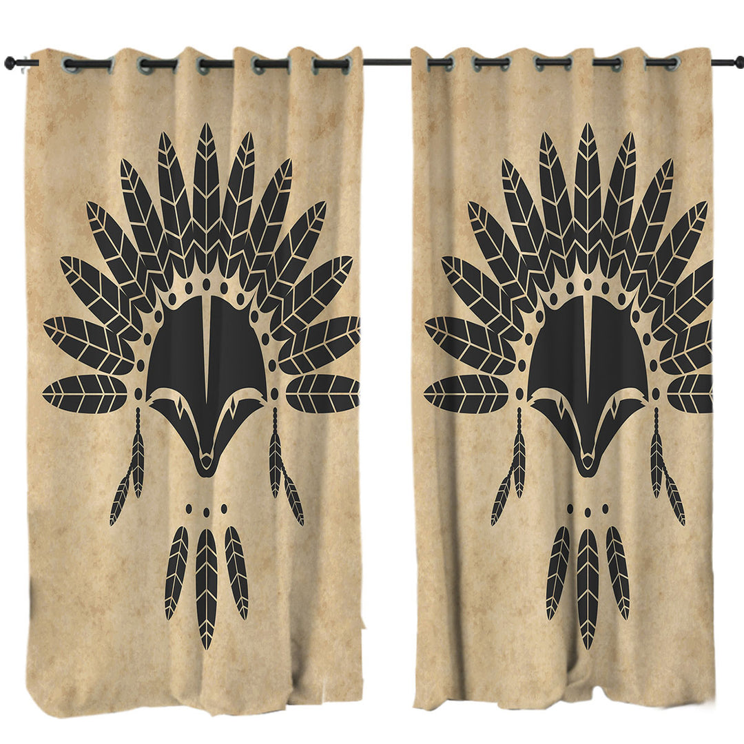 Curtains with Cool Native American Raccoon