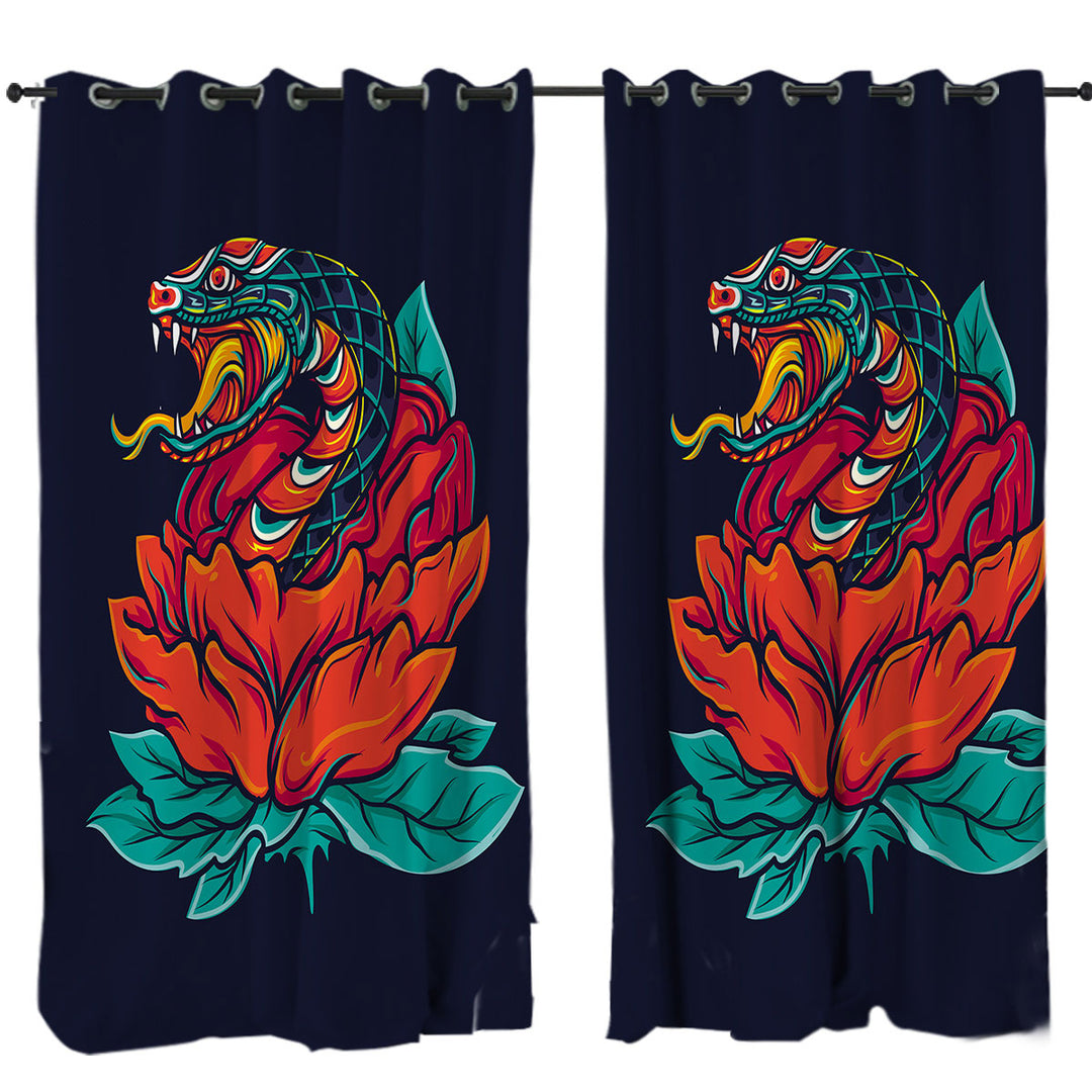 Curtains with Cool and Scary Snake Rose