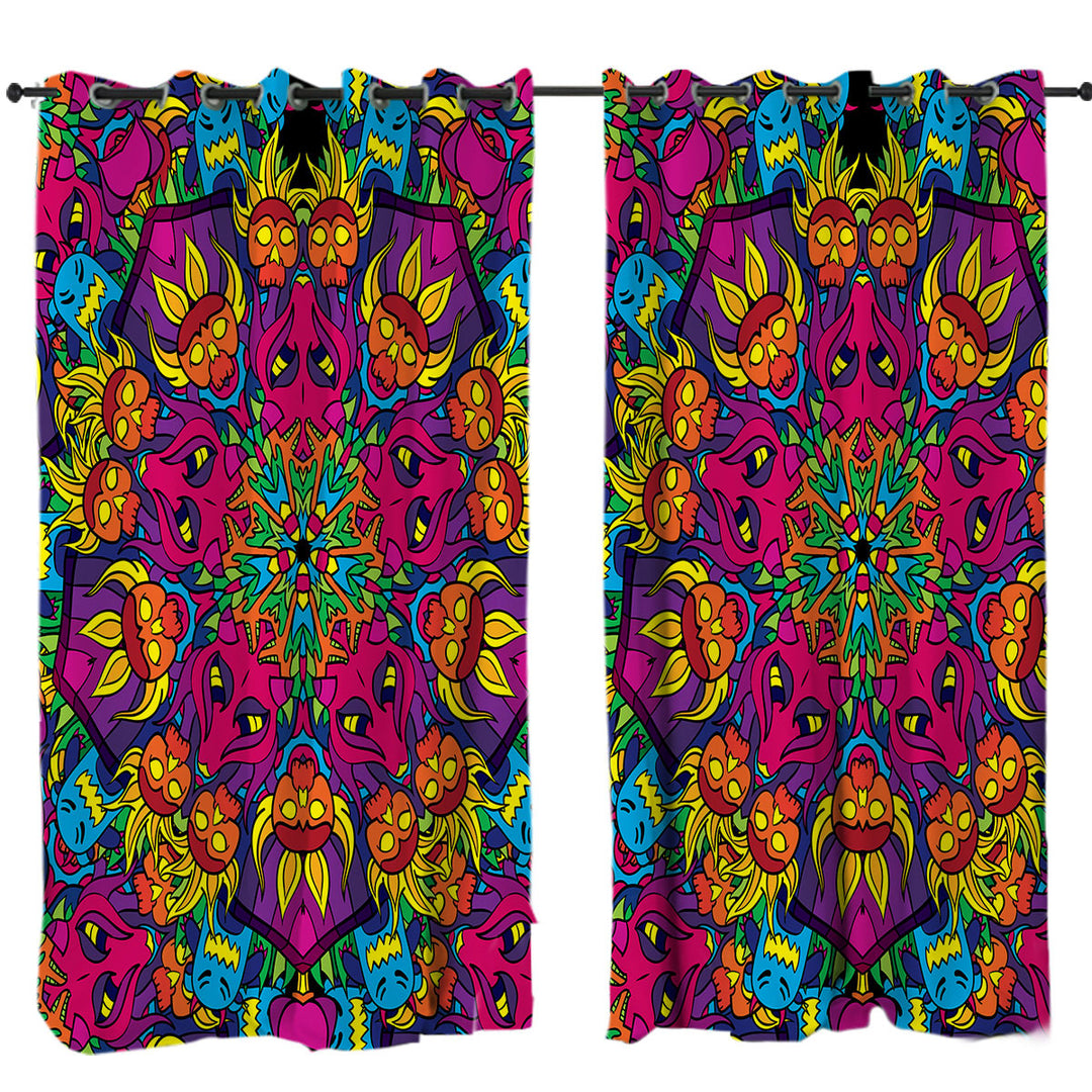 Curtains with Crazy Purplish Demons Mandala