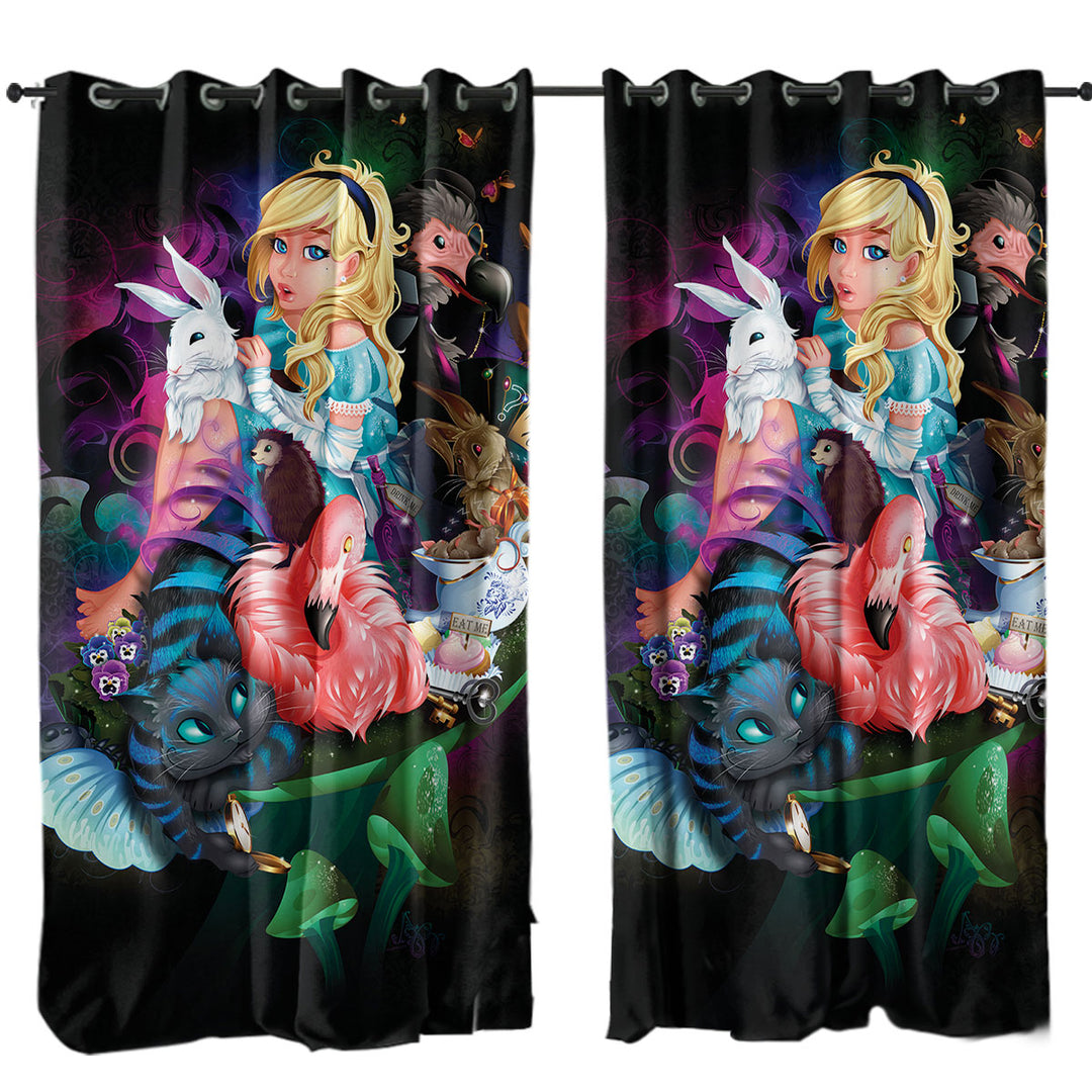 Curtains with Cute Kids Fantasy Art Alice Adventures