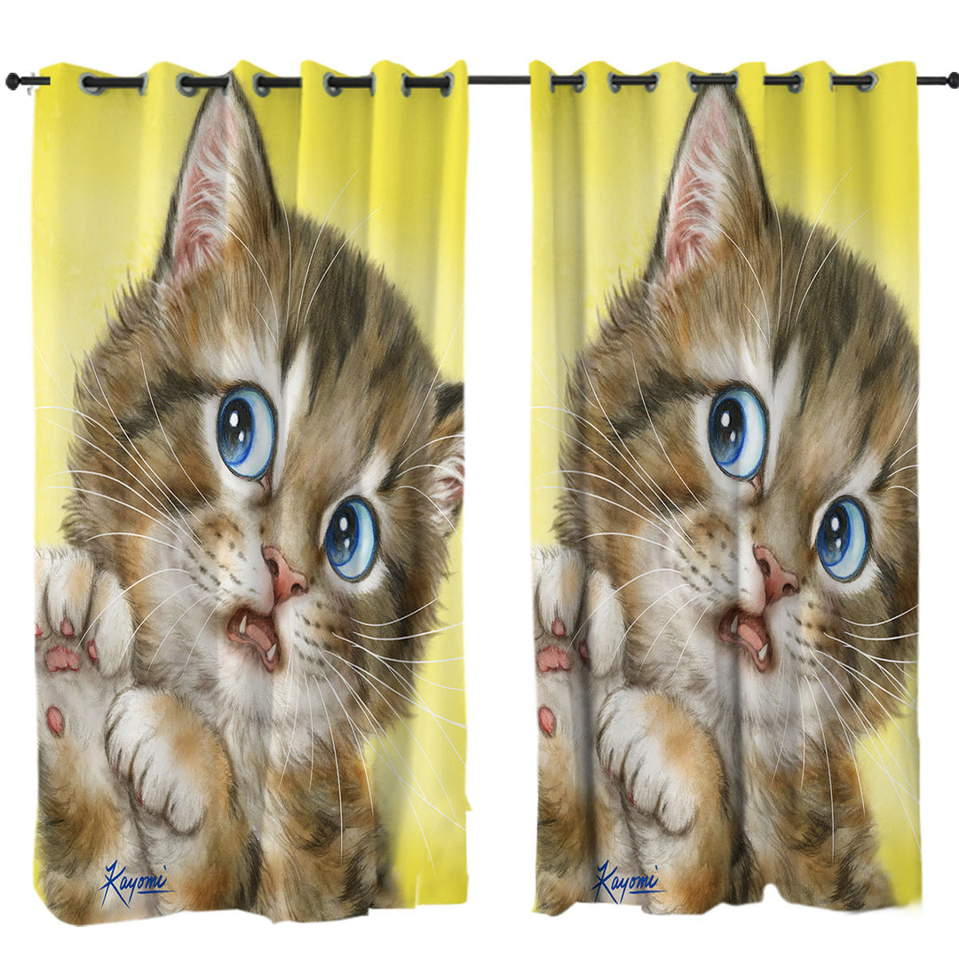 Curtains with Designs for Kids Adorable Tabby Kitty Cat