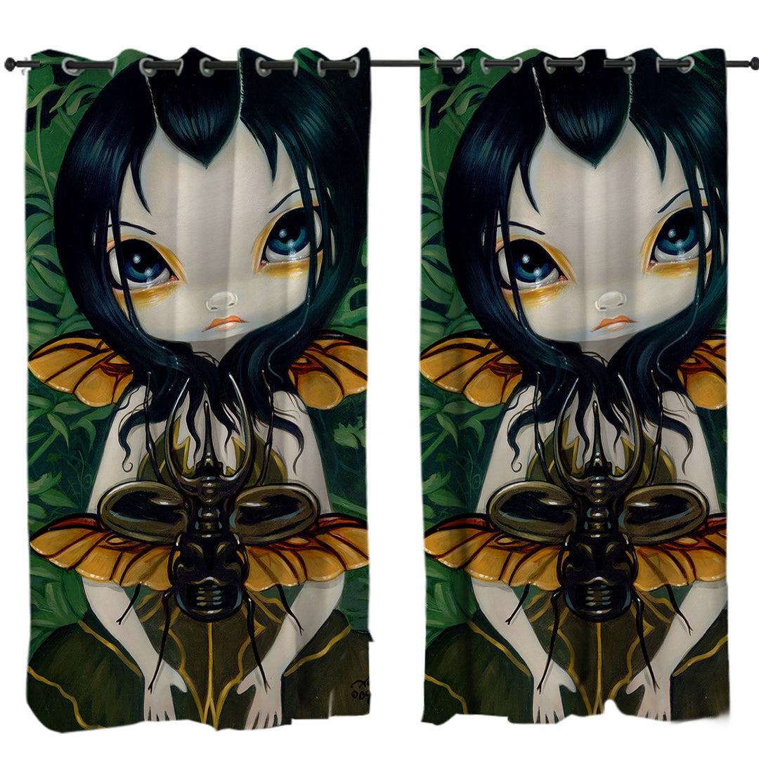 Curtains with Fantasy Art Lovey Fairy Beetle Wings