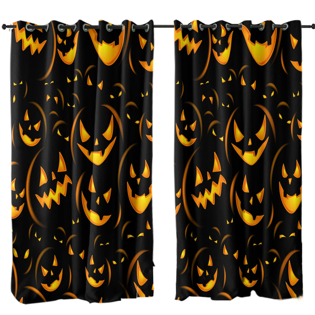 Curtains with Halloween Scary Pumpkins