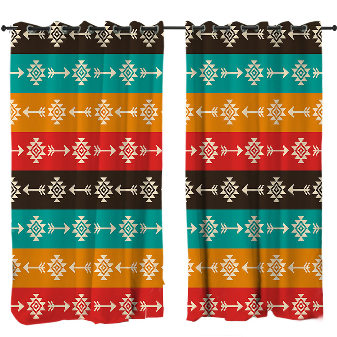 Curtains with Multi Colored Aztec Pattern