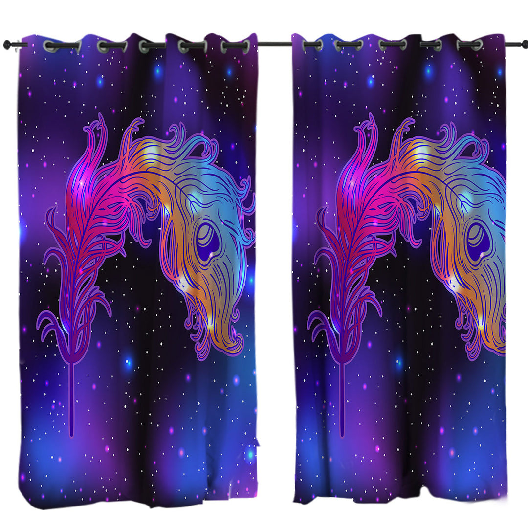 Curtains with Purplish Space Feather