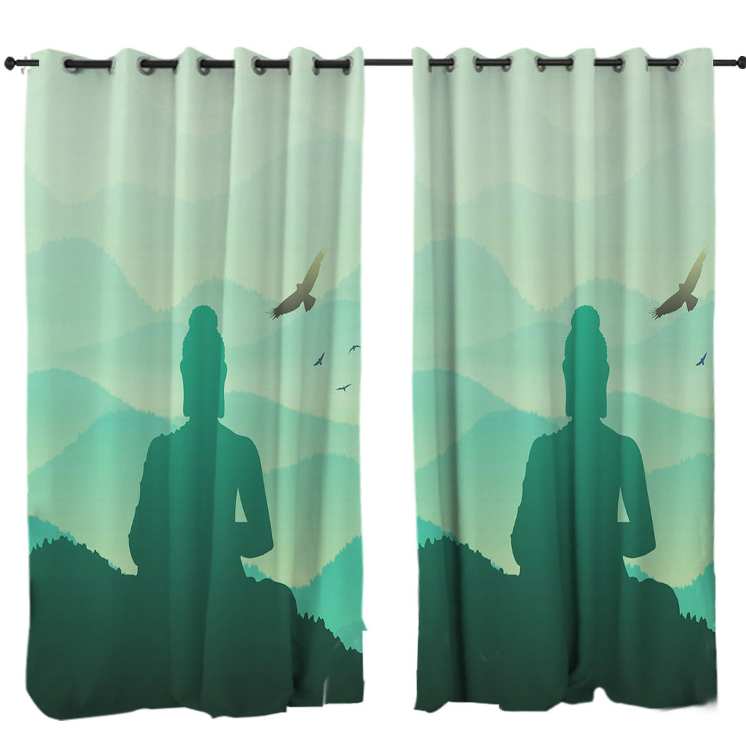Curtains with Spiritual Buddha Statue